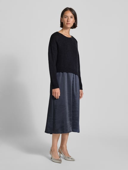ROBE LÉGÈRE Midi-jurk in dubbele-laagjeslook Marineblauw - 4