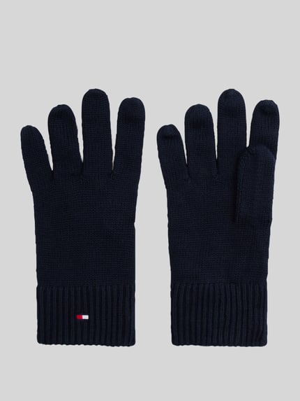 Tommy Hilfiger Rękawiczki z mieszanki bawełny i kaszmiru model 'ESSENTIALS FLAG' Granatowy 1