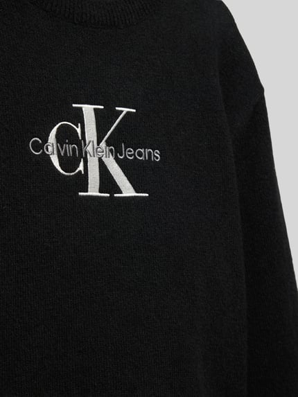 Calvin Klein Jeans Strickpullover mit Label-Stitching Black 2