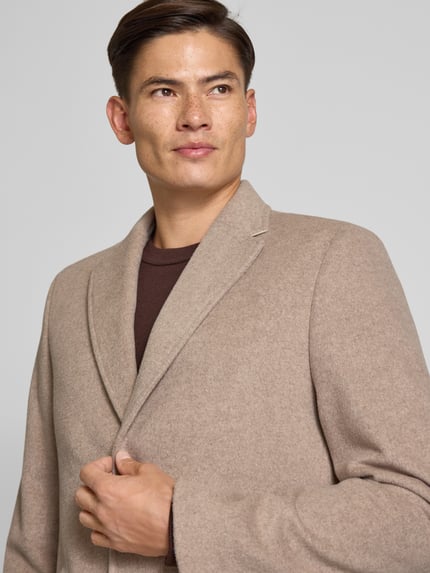 Christian Berg Men Regular Fit Wollmantel mit Reverskragen Beige 3