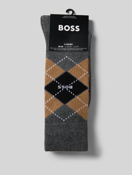 BOSS Socken aus Baumwoll-Mix im 2er-Pack Modell 'ARGYLE' Mittelgrau 3