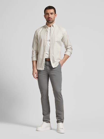 Tom Tailor Denim Chinosy o kroju slim fit z paskiem Średnioszary 1