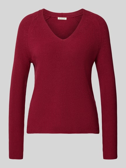 Tom Tailor Regular Fit Strickpullover aus reiner Baumwolle Rot 2
