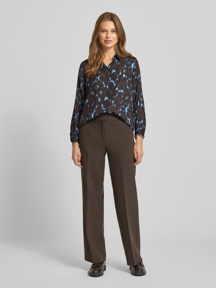 Milano Italy Regular Fit Bluse aus Viskose mit Knopfleiste Schoko 1