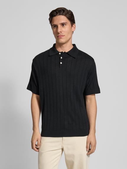 Forét Poloshirt mit gerippten Abschlüssen Modell 'ASTERN' Black 4