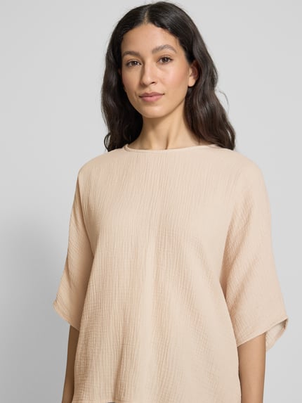 Apricot Relaxed Fit Blusenshirt mit Rundhalsausschnitt Sand 3