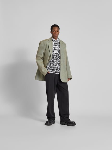 VETEMENTS Sweter wełniany o kroju oversized ze stójką Biały 1