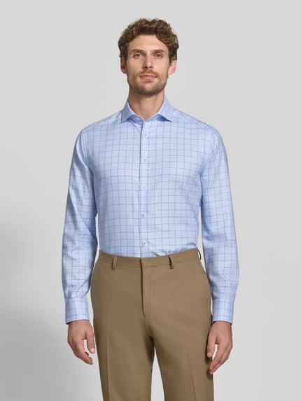 OLYMP Modern Fit Businesshemd aus reiner Baumwolle Modell 'Royal Kent' Bleu 4
