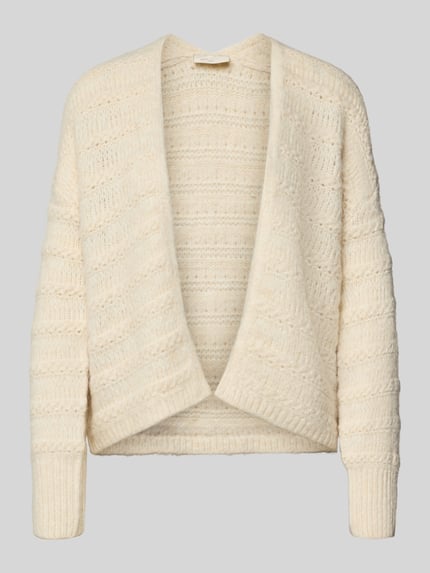 Produktfoto, Strickjacke mit Strukturmuster Modell 'Wave' von FREE/QUENT in Creme, lockerer Schnitt, grobe Textur, Material-Mix mit Wolle