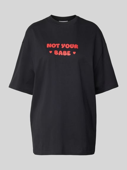 REVIEW Oversized T-Shirt mit Statement-Print Black 2