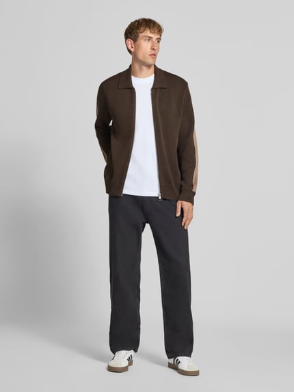 Marc O'Polo DENIM Regular Fit Strickjacke aus reiner Baumwolle Schoko 1