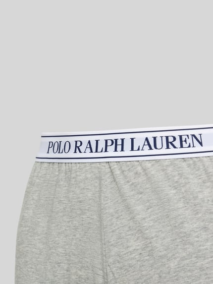 Polo Ralph Lauren Straight Leg Pyjama-Hose mit elastischem Label-Bund Hellgrau Melange 2