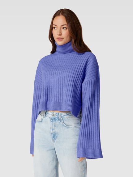EDITED Korte gebreide pullover in riblook, model 'Rodina' Lavendel - 4