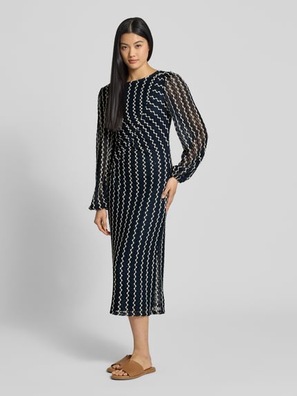 VILA Midi-jurk met ronde hals, model 'ELLEN' Marineblauw - 1