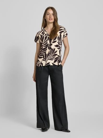 FREE/QUENT Bluzka o kroju regular fit z dekoltem w serek model ‘Floi’ Czarny 1