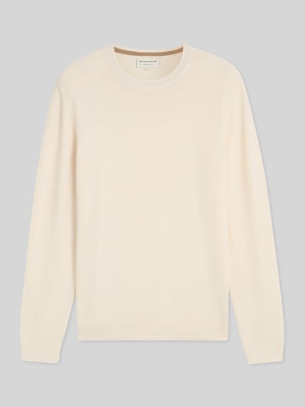 Tom Tailor Regular Fit Pullover mit Crew Neck Kragen Weiss 2