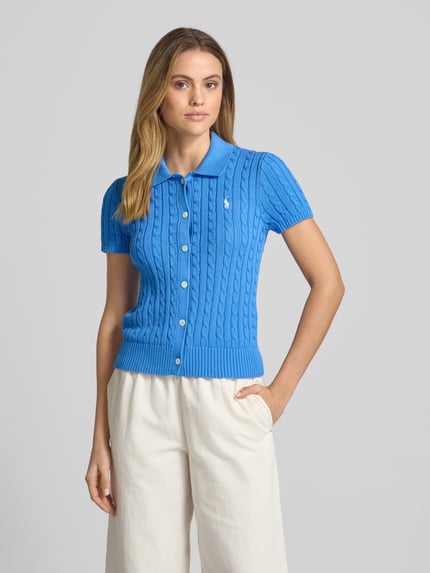 Polo Ralph Lauren Kardigan rozpinany z rękawem o dł. 1/2 i kołnierzykiem polo Niebieski 4