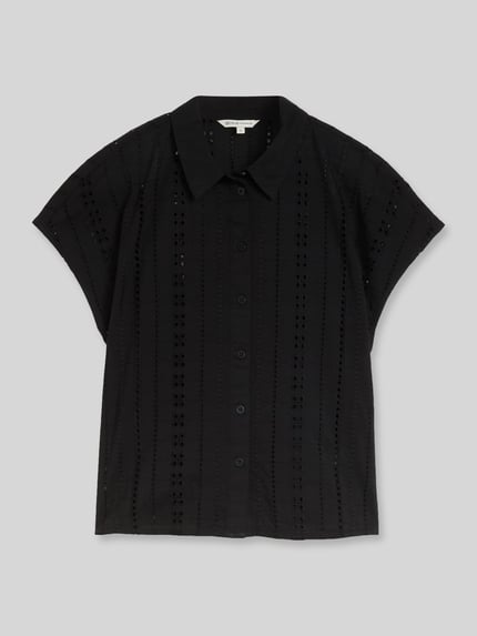 Tom Tailor Denim Relaxed Fit Kurzarmbluse aus reiner Baumwolle Black 2