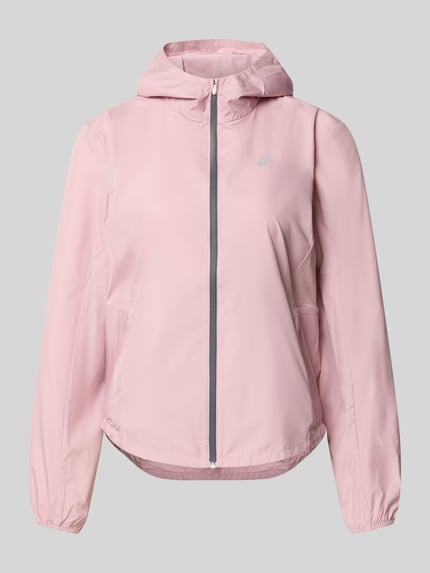 Produktfoto, Jacke mit Logo-Print und Kapuze von ASICS in zartem Rosa mit Reißverschluss, Kapuze, elastischen Abschlüssen, glatte Textur