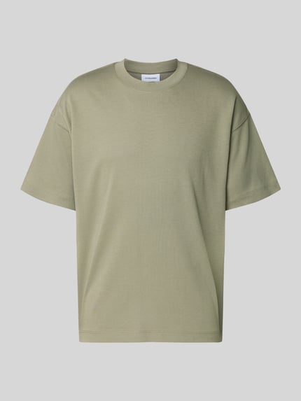 Produktfoto, T-Shirt mit Rundhalsausschnitt Modell 'BARRON' von Jack & Jones für Herren, Baumwoll-Mix mit Stretch-Anteil, Regular-Fit, Rückenlänge 69 cm in Größe M, glatte Struktur, olivgrüne Farbe