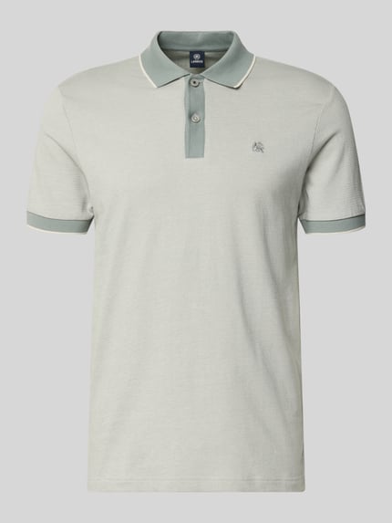 Produktfoto, Regular Fit Poloshirt mit Logo-Stitching von Lerros, hellgrau, Polokragen, kurze Knopfleiste, strukturierte Oberfläche