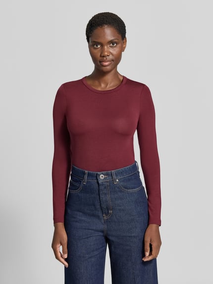 VERO MODA Slim Fit Langarmshirt aus Lyocell-Mix Modell 'ADA' Bordeaux 4