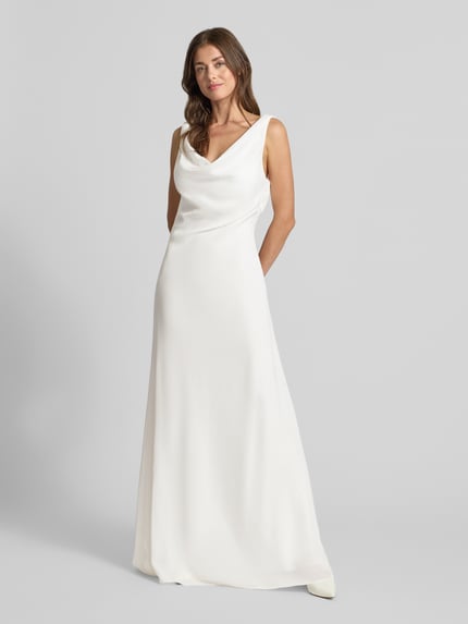 Mascara Abendkleid mit Wasserfall-Ausschnitt Offwhite 1