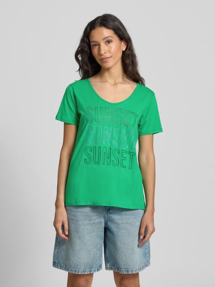 Milano Italy T-shirt z obszyciem z kamieni stras Zielony 4