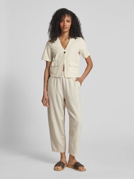 VILA Regular Fit Bluse aus Viskose-Mix mit Leinen-Anteil Beige 1