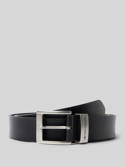 Produktfoto, Ledergürtel mit Dornschließe Modell 'Tom' van TOM TAILOR, heren leren riem, metalen doornsluiting, logo, riembreedte 4 cm