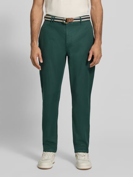 Scotch & Soda Spodnie z paskiem model 'WARREN' Ciemnozielony 4