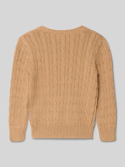 Polo Ralph Lauren Teens Gebreide pullover met geribde boorden Camel gemêleerd - 3