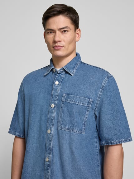 Jake*s Studio Men Regular Fit Jeanshemd mit 1/2-Arm Blau 3