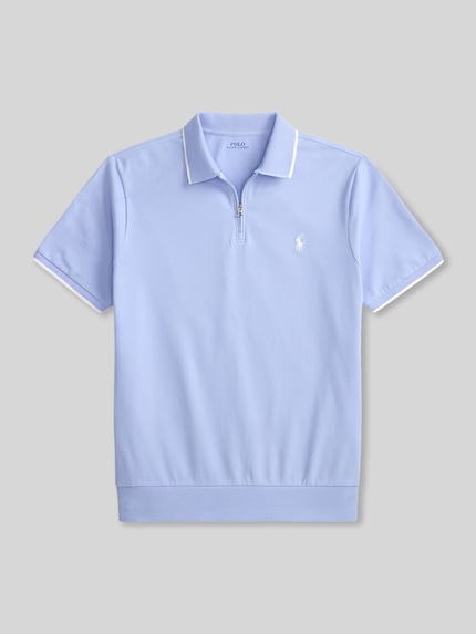 Polo Ralph Lauren Regular Fit Poloshirt aus Baumwoll-Mix mit Reißverschluss Hellblau 2