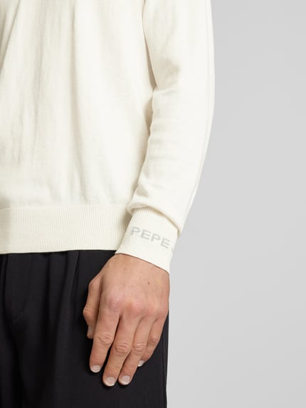 Pepe Jeans Strickpullover aus Baumwoll-Woll-Mix mit Kaschmir-Anteil Modell 'Andre' Offwhite 3