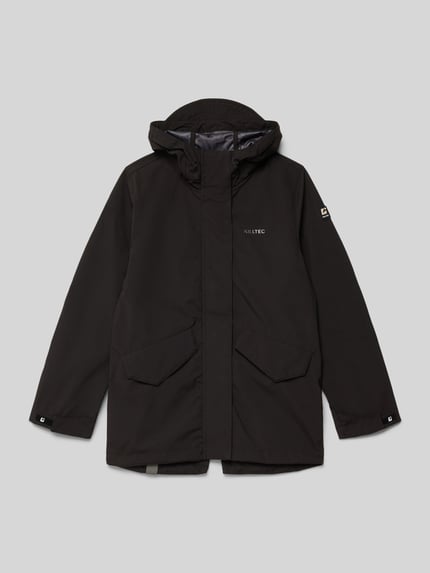Produktfoto, Parka mit Kapuze und Pattentaschen van Killtec in zwart, regular fit, ritssluiting, klepzakken, mouwsluitingen, labeldetail