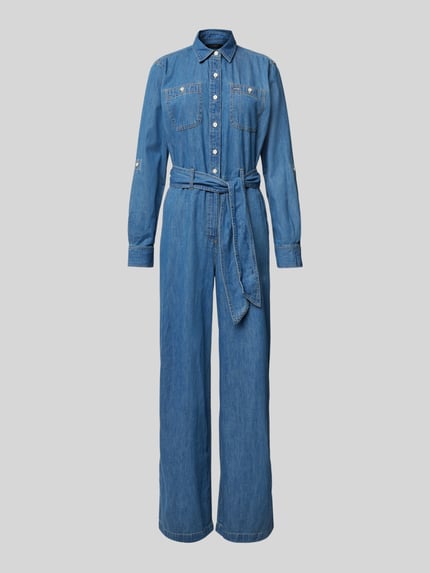 Lauren Ralph Lauren Jumpsuit in Denim-Optik mit Bindegürtel Modell 'CRISELDA' Jeansblau 2