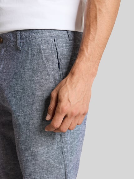 Tom Tailor Chinosy o kroju regular fit z mieszanki lnu i bawełny Ciemnoniebieski melanż 3