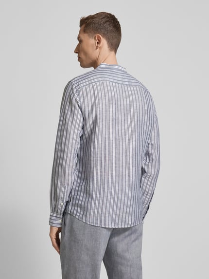 Michael Kors Slim Fit Leinenhemd mit Stehkragen Marine 5
