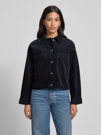 Tom Tailor Regular Fit Jeansjacke in Cord-Optik aus Baumwoll-Mix Dunkelblau 4