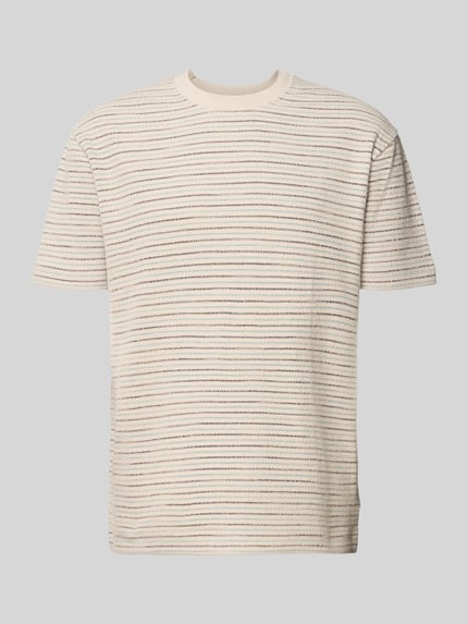 Produktfoto, Relaxed Fit T-Shirt aus reiner Baumwolle von Marc O'Polo, gestreift, mehrfarbig, kurzarm, Frottee-Textur, Rundhals.