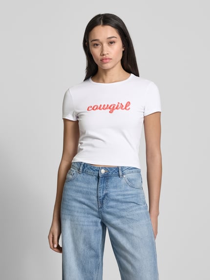REVIEW T-shirt z wyhaftowanym logo Biały 4