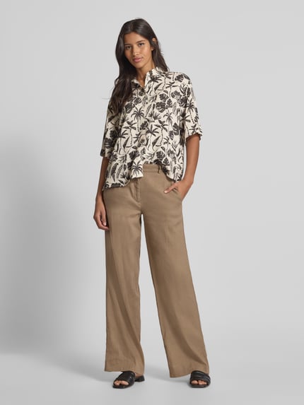 Jake*s Collection Relaxed Fit Bluse mit 1/2-Arm Beige 1