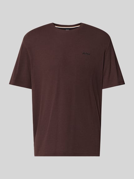 Productfoto, Regular Fit t-shirt van katoenmix model 'WAFFLE' van BOSS in donkerbruin, structuur met fijne wafeltextuur, Heren t-shirt van BOSS