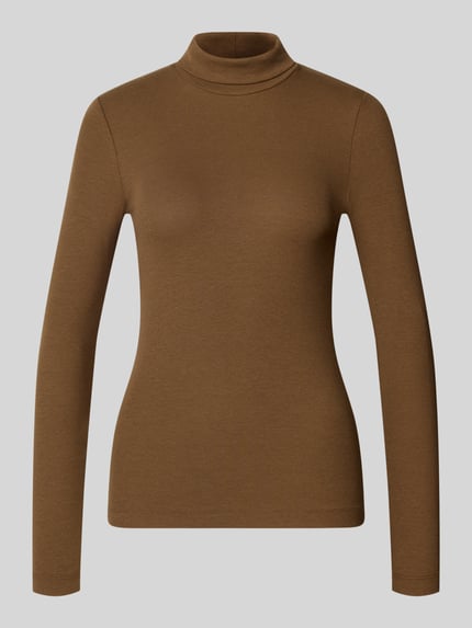 Marc O'Polo Langarmshirt mit Rollkragen Slim Fit Dunkelbraun 1