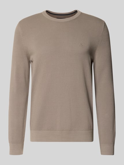 Productfoto, Regular Fit Pullover aus reiner Baumwolle van Marc O'Polo in beige, fijngebreide structuur, Heren pullover