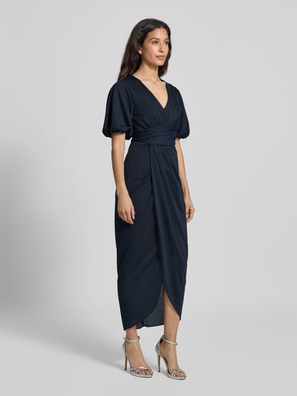 V by Vera Mont Cocktailjurk in wikkellook Donkerblauw - 1