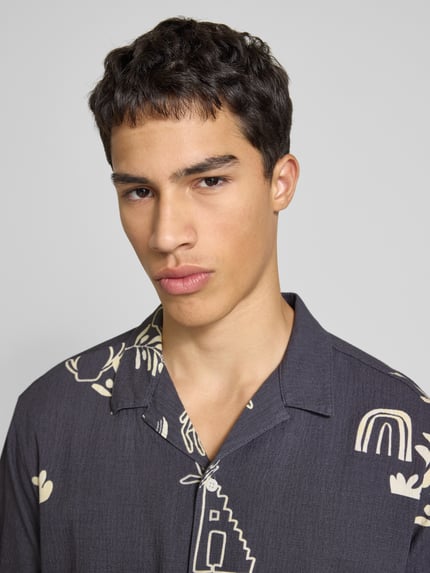 JACK & JONES Regular fit vrijetijdsoverhemd met resortkraag, model 'LUKE' Antraciet - 3