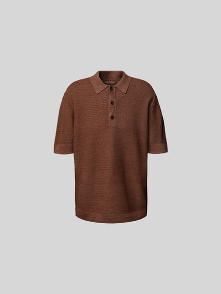 Wood Wood Relaxed Fit Poloshirt in Strick-Optik Dunkelblau 2
