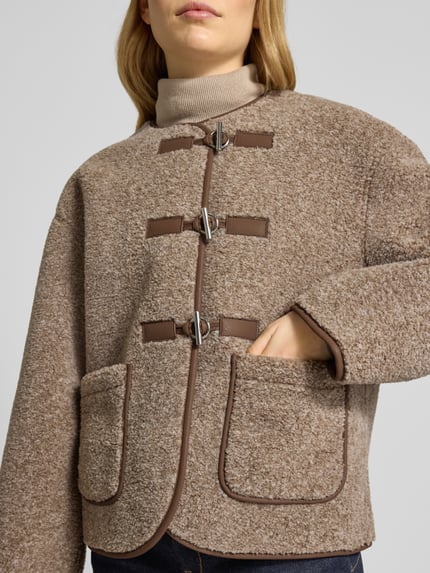 mbyM Relaxed fit teddyjack met klepzakken model 'Keisa' Lichtbruin - 3